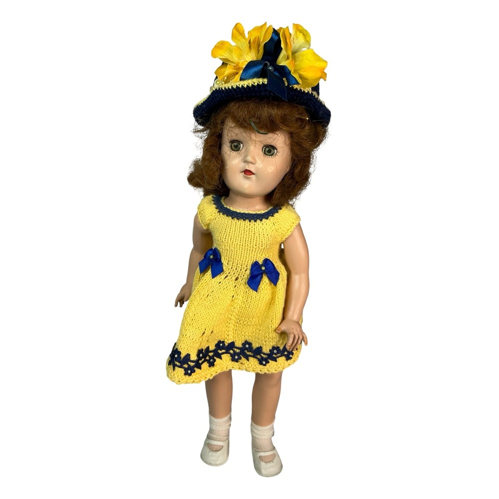 Vintage Ideal Toni P90 14 Inch Hard Plastic Doll Auburn Hair Sleep Eyes 1950s